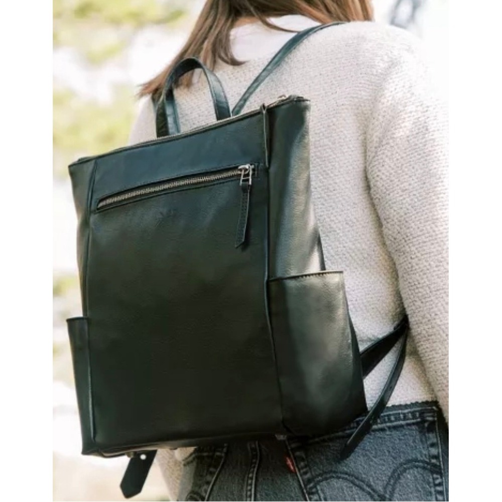 Freshly Picked Minimalist Diaper Bag Backpack Black Vegan Leather Tote Pockets - Picture 9 of 9